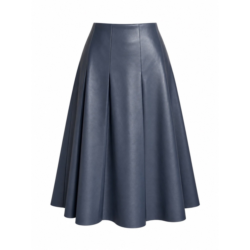 NWT J.Crew Navy Faux Leather Pleated A-line Skirt Sz 6 Dark Academia Preppy